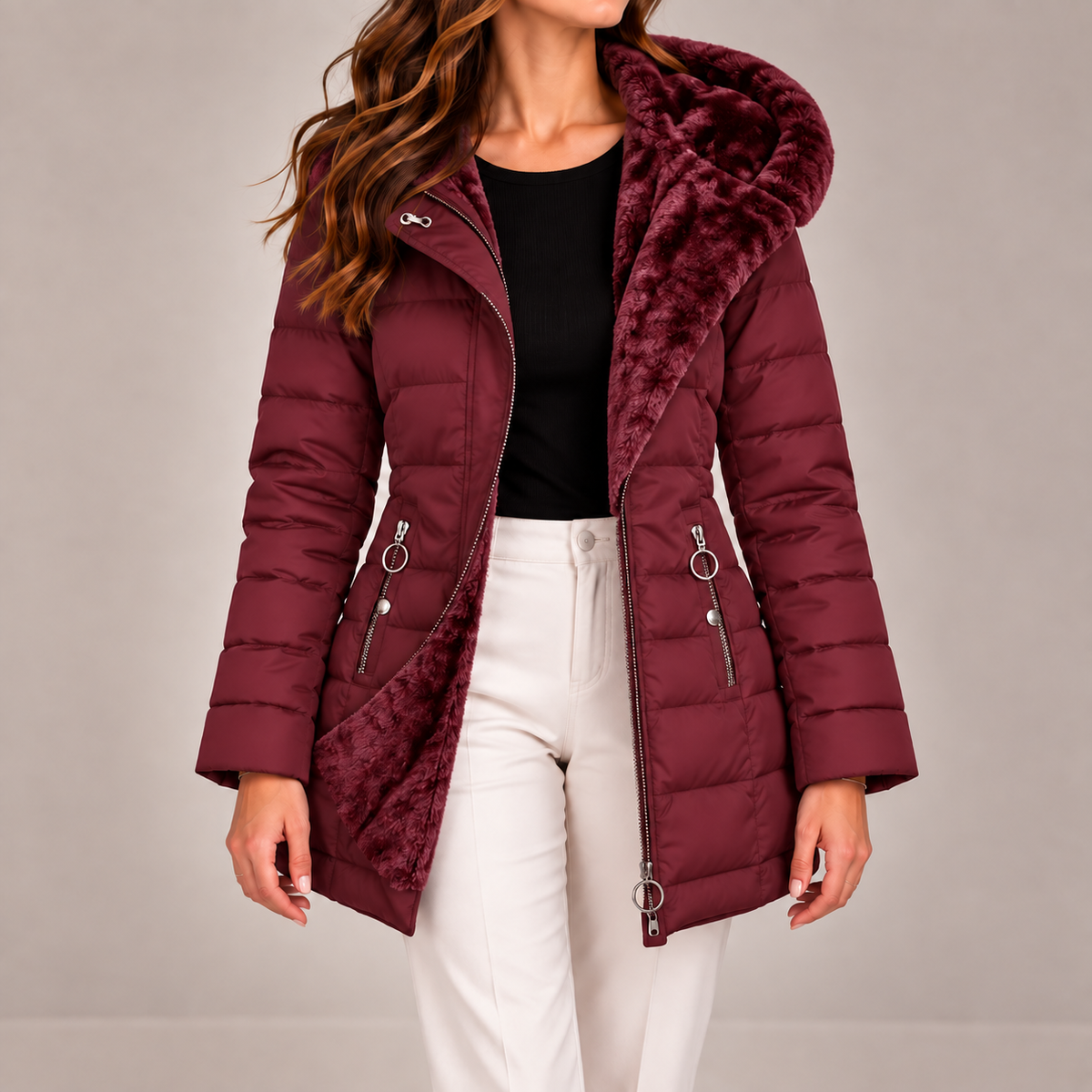 Carlota | Casaco puffer comprido com capuz