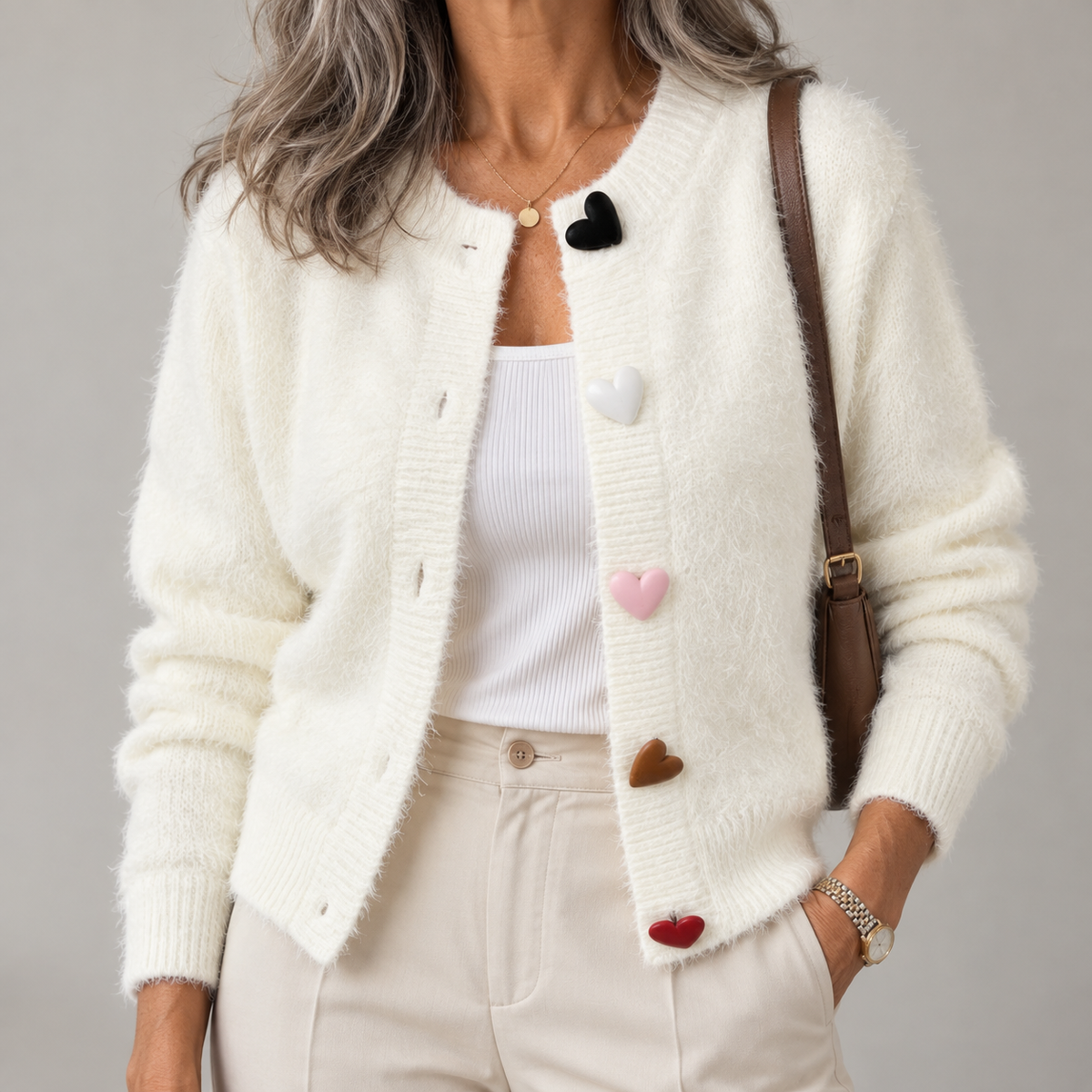 Lara | Cardigan de malha com botões em coração