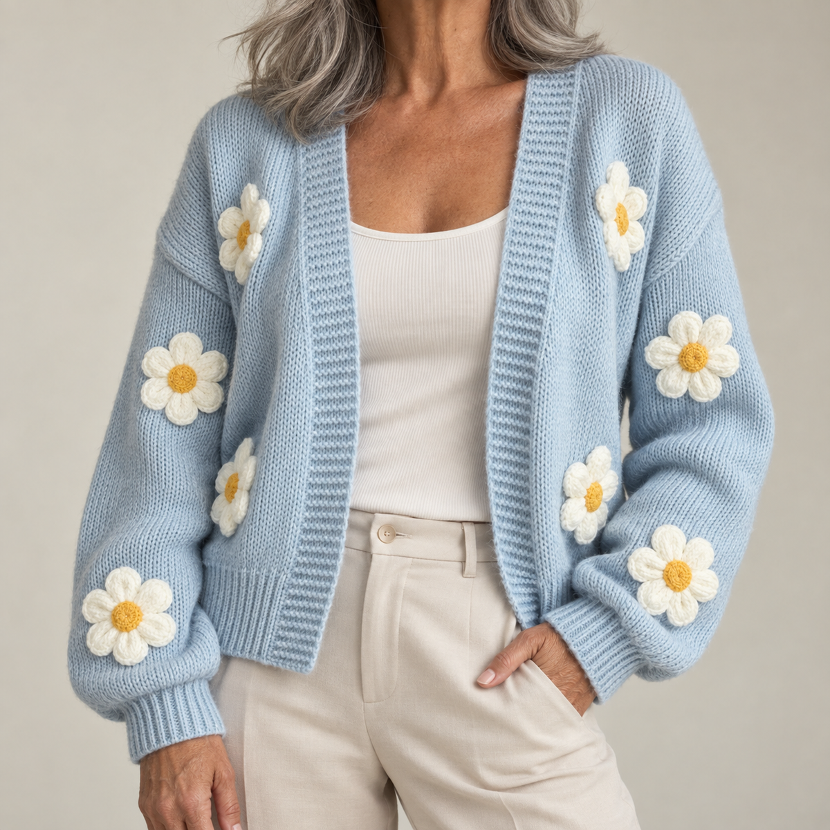Luna | Cardigan floral aberto