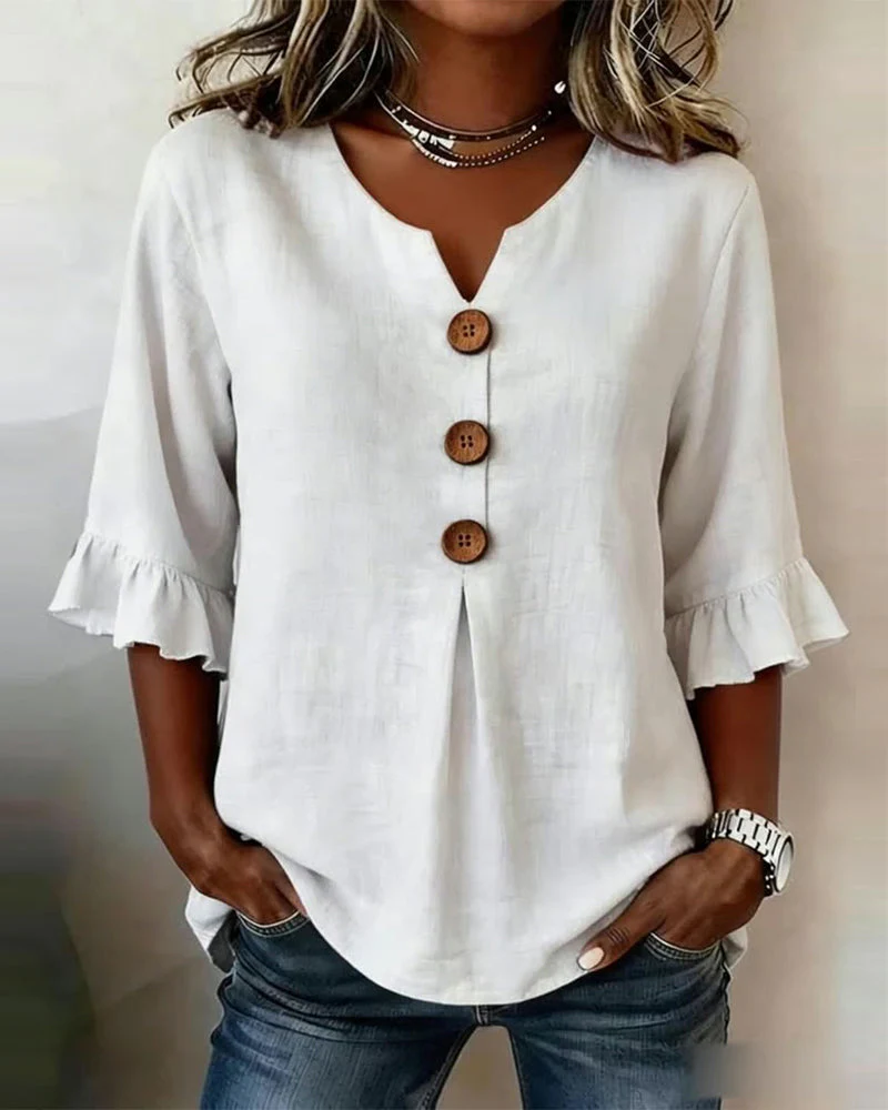 Elena | Blusa lisa de linho
