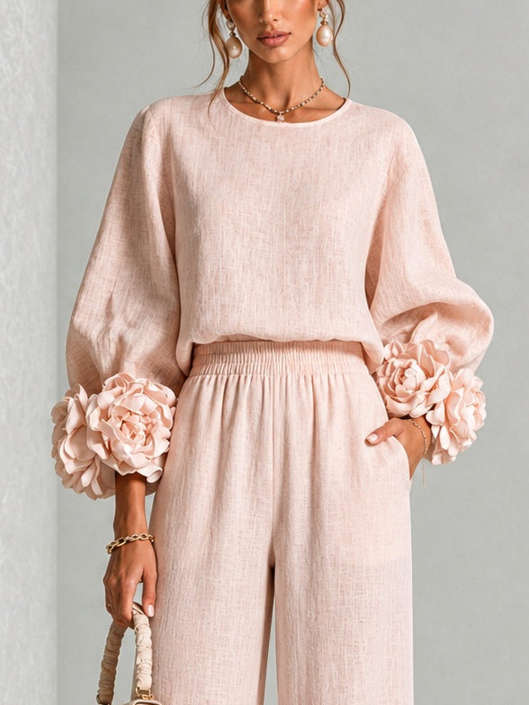 Rosa | Conjunto de duas peças com punhos florais
