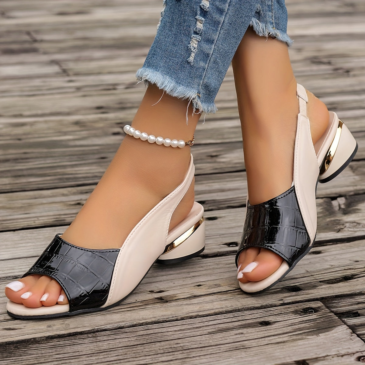 Leire | Sandália bicolor slingback premium