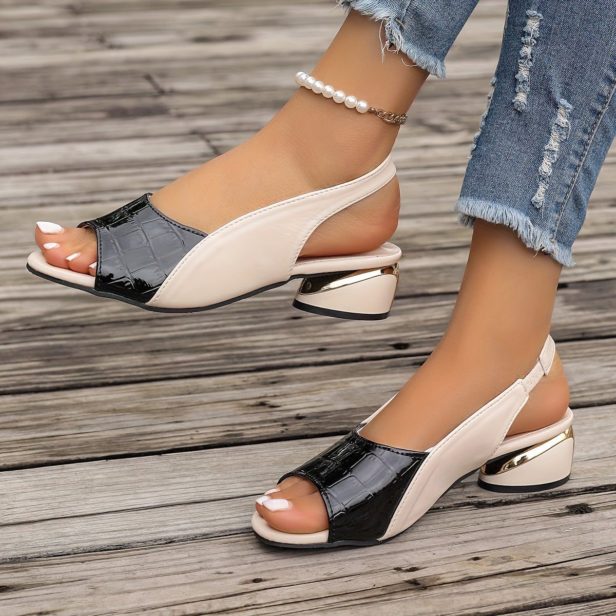 Leire | Sandália bicolor slingback premium