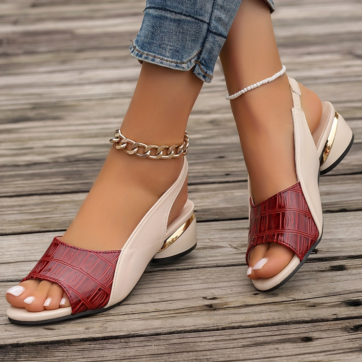 Leire | Sandália bicolor slingback premium