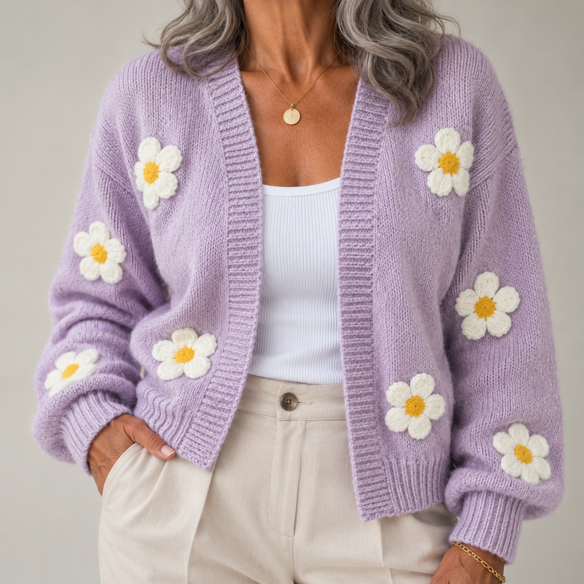 Luna | Cardigan floral aberto