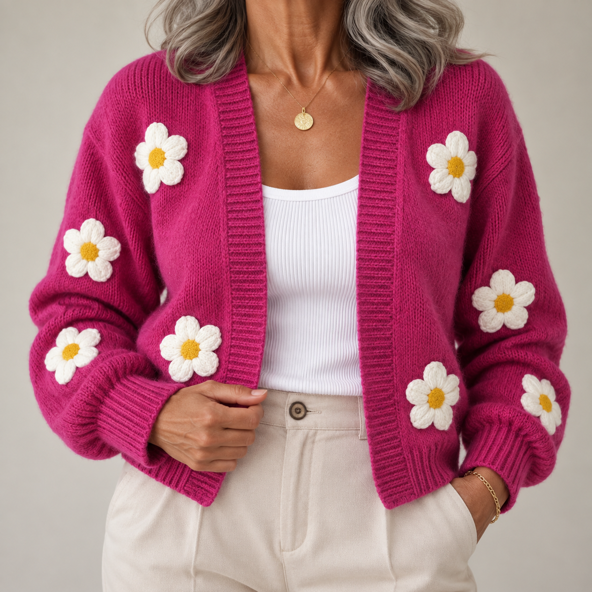 Luna | Cardigan floral aberto