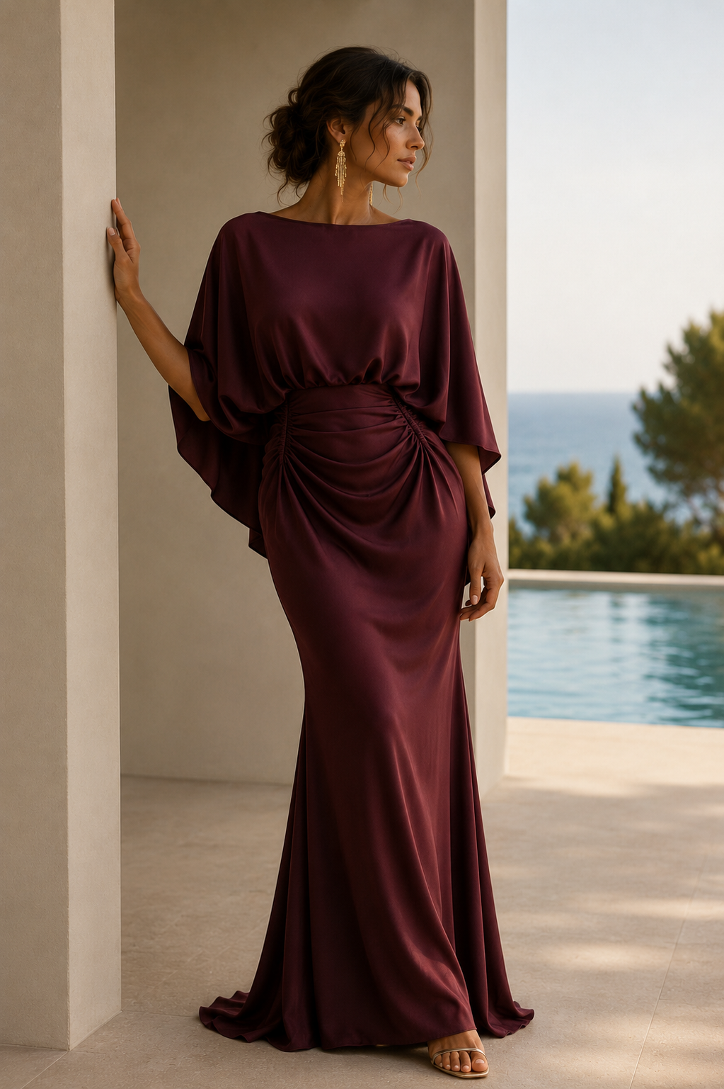 Cristina | Vestido Celeste de silhueta elegante
