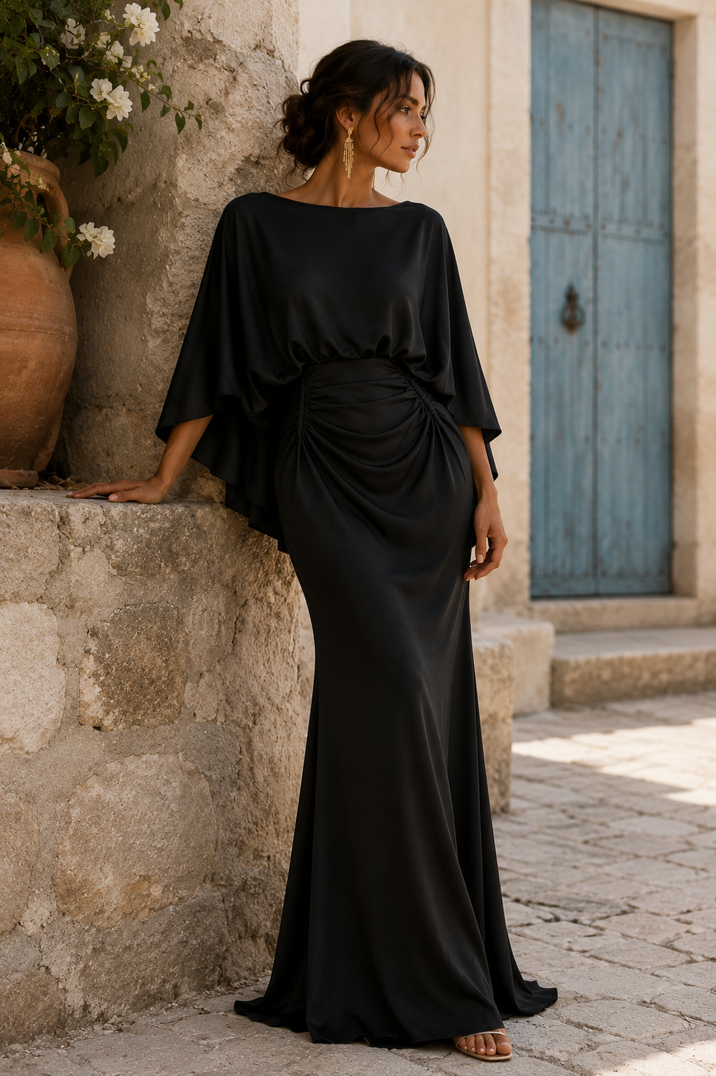Cristina | Vestido Celeste de silhueta elegante