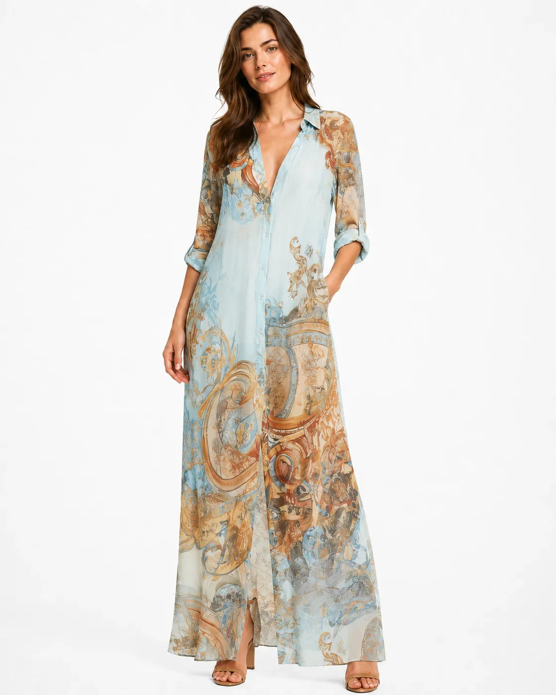 Aura | Vestido camiseiro Brisa Marinha