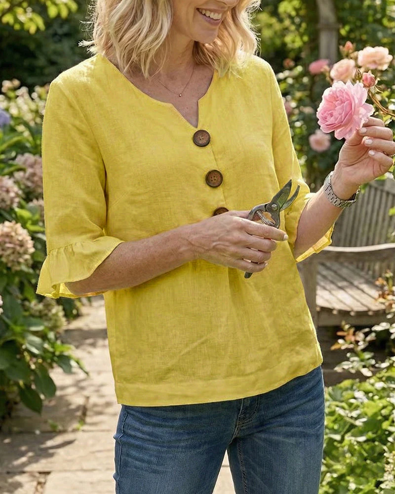 Elena | Blusa lisa de linho