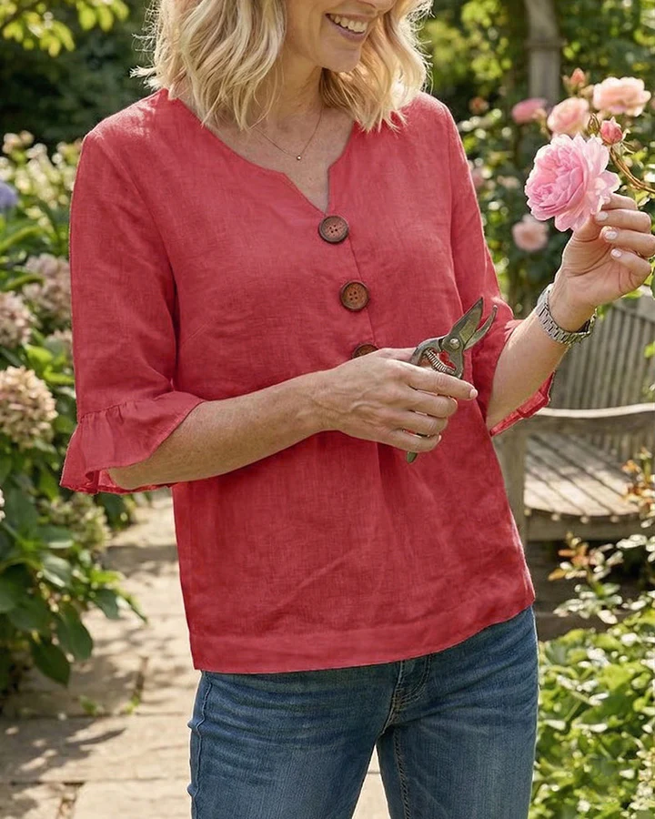 Elena | Blusa lisa de linho