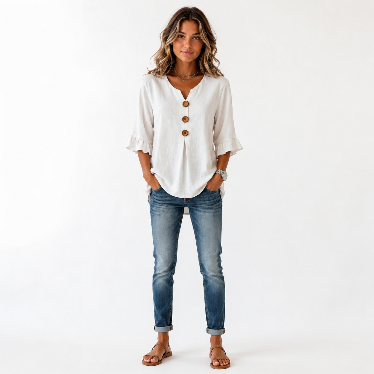 Elena | Blusa lisa de linho