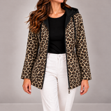 Adriana | Casaco reversível com capuz e estampado leopardo