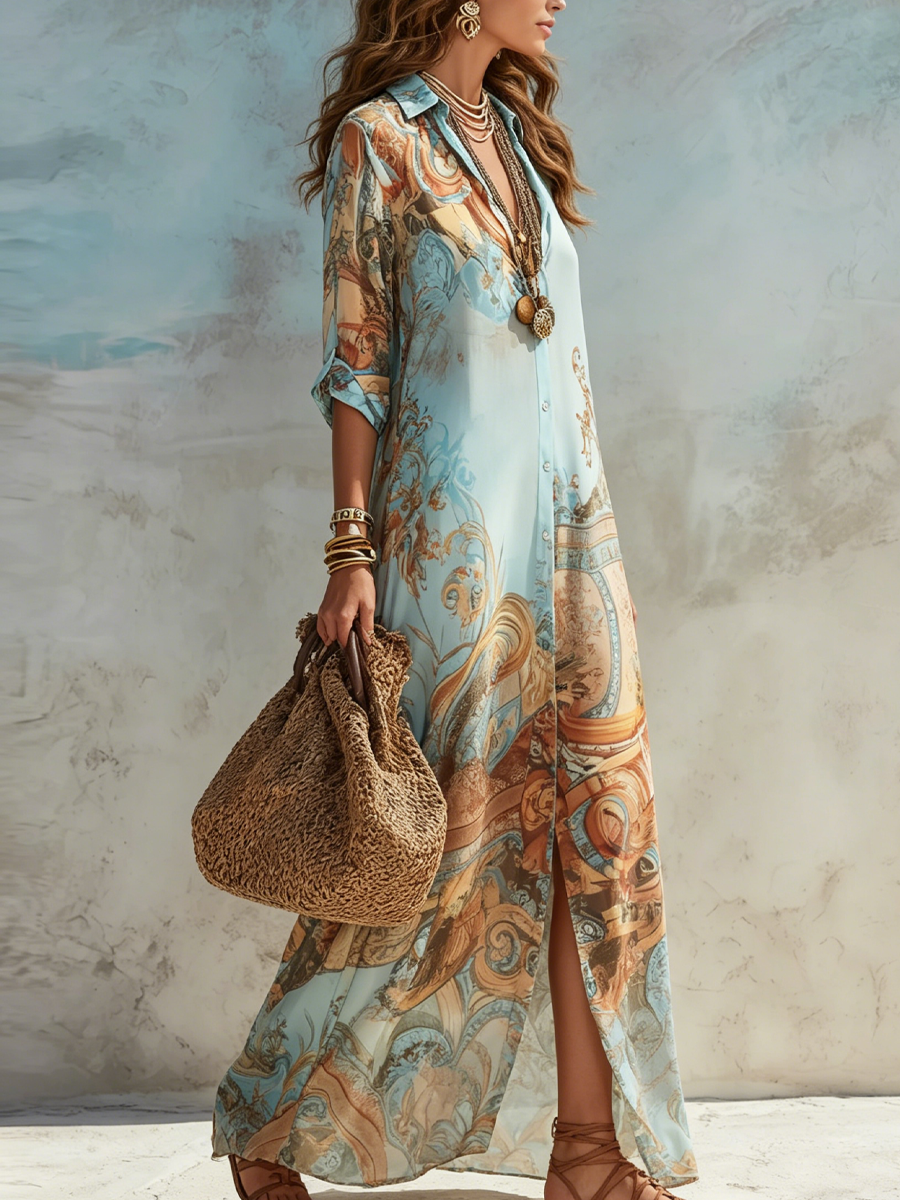 Aura | Vestido camiseiro Brisa Marinha